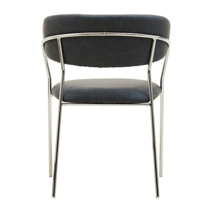 Tamzin Dark Grey Leather Curved Dining Chairs In Pair