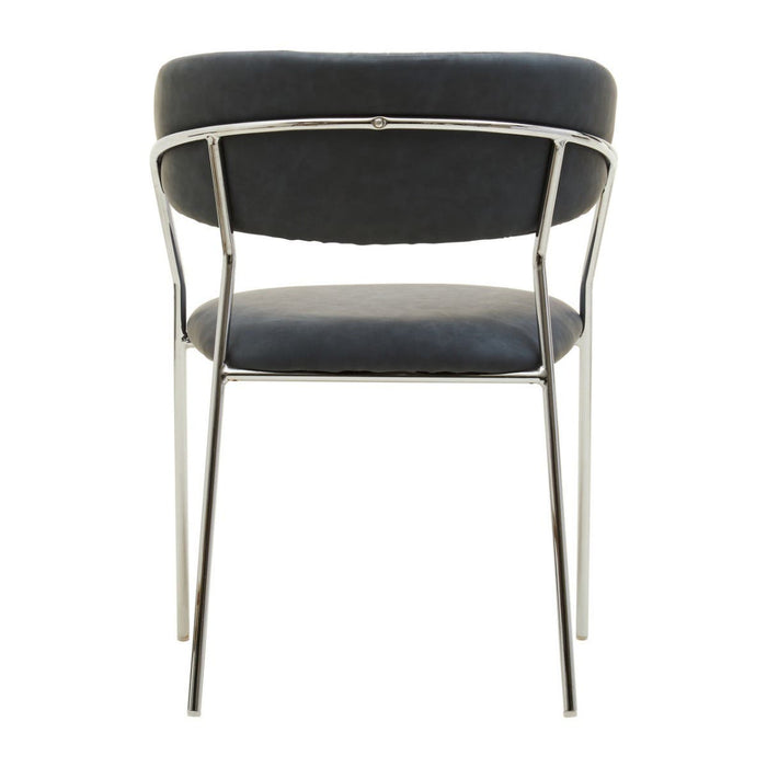 Tamzin Dark Grey Leather Curved Dining Chairs In Pair