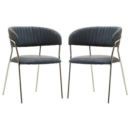 Tamzin Dark Grey Leather Curved Dining Chairs In Pair
