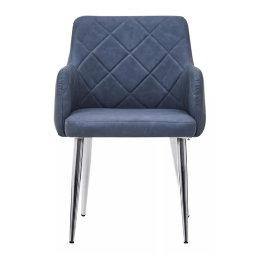 Tamzin Dark Grey Faux Leather Dining Chairs With Chrome Legs In Pair