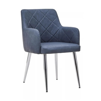 Tamzin Dark Grey Faux Leather Dining Chairs With Chrome Legs In Pair
