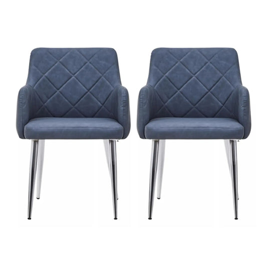 Tamzin Dark Grey Faux Leather Dining Chairs With Chrome Legs In Pair