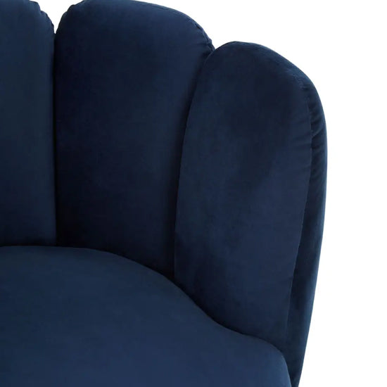 Beauly Velvet Tub Chair In Dark Blue With Gold Stainless Steel Base