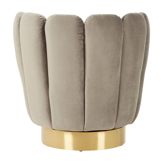 Beauly Velvet Tub Chair In Grey With Gold Stainless Steel Base