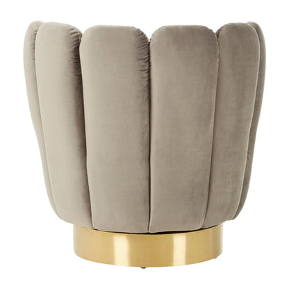 Beauly Velvet Tub Chair In Grey With Gold Stainless Steel Base