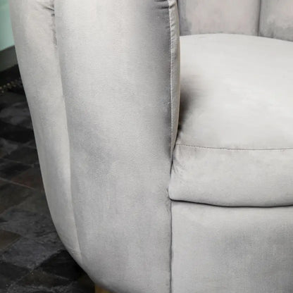 Beauly Velvet Tub Chair In Grey With Gold Stainless Steel Base