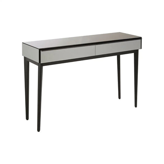 Rovigo Mirrored Glass Console Table With Black Wooden Base