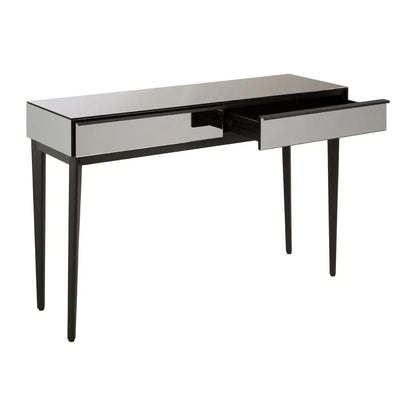 Rovigo Mirrored Glass Console Table With Black Wooden Base