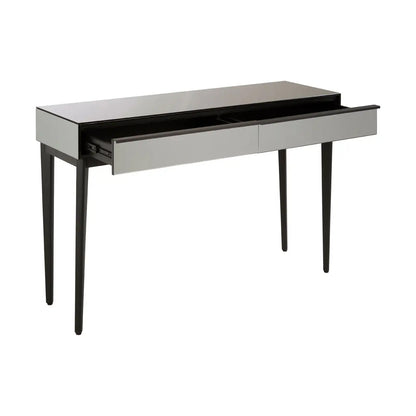 Rovigo Mirrored Glass Console Table With Black Wooden Base