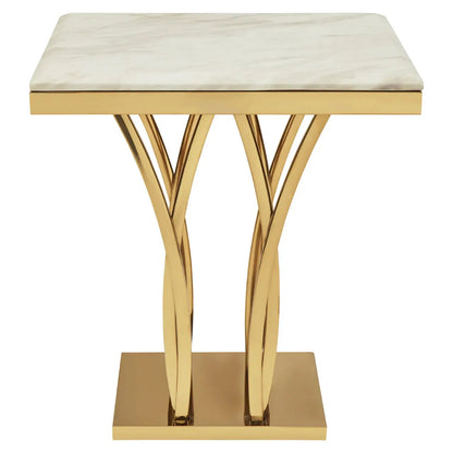 Arenza White Marble Side Table With Gold Base