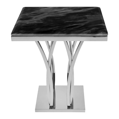 Arenza Black Marble Side Table With Silver Base