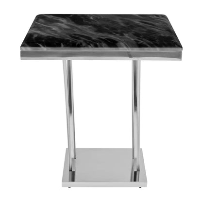 Arenza Black Marble Side Table With Silver Base