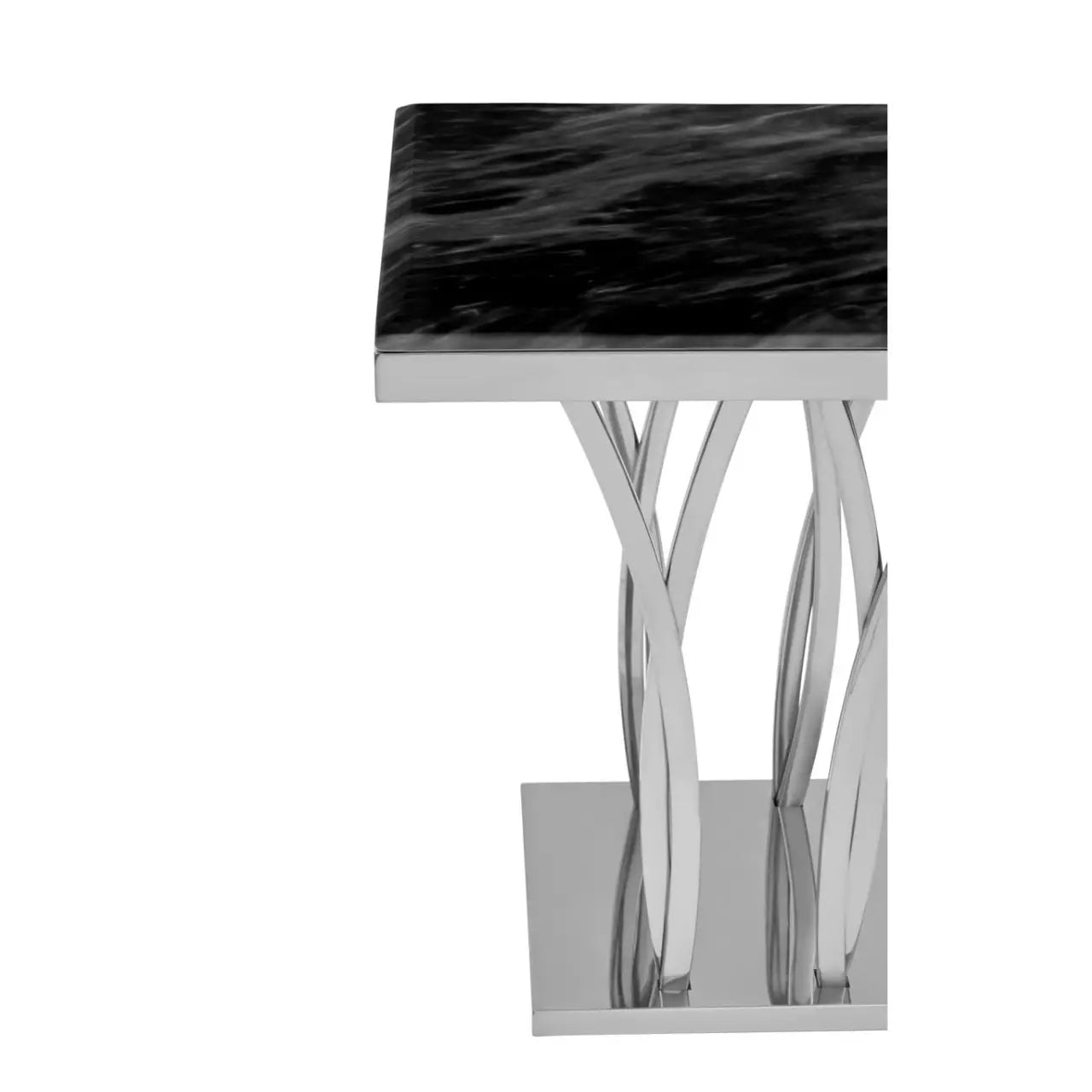Arenza Black Marble Side Table With Silver Base