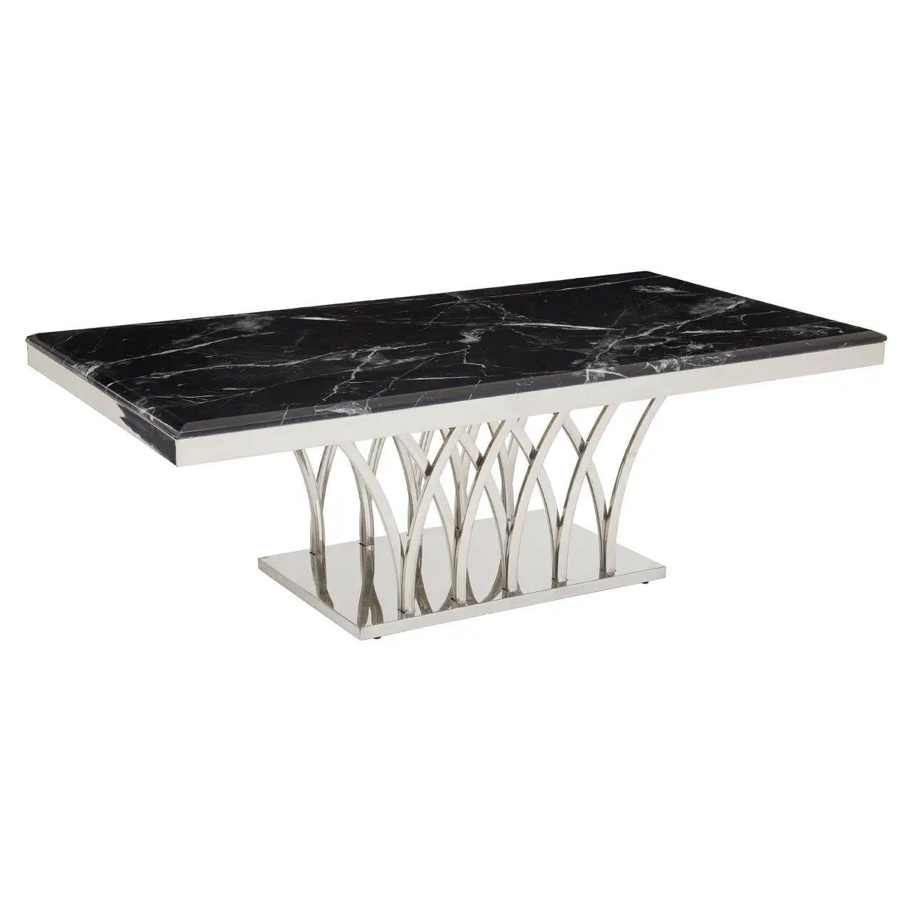 Arenza Black Marble Coffee Table With Silver Base