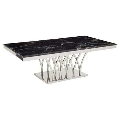 Arenza Black Marble Coffee Table With Silver Base