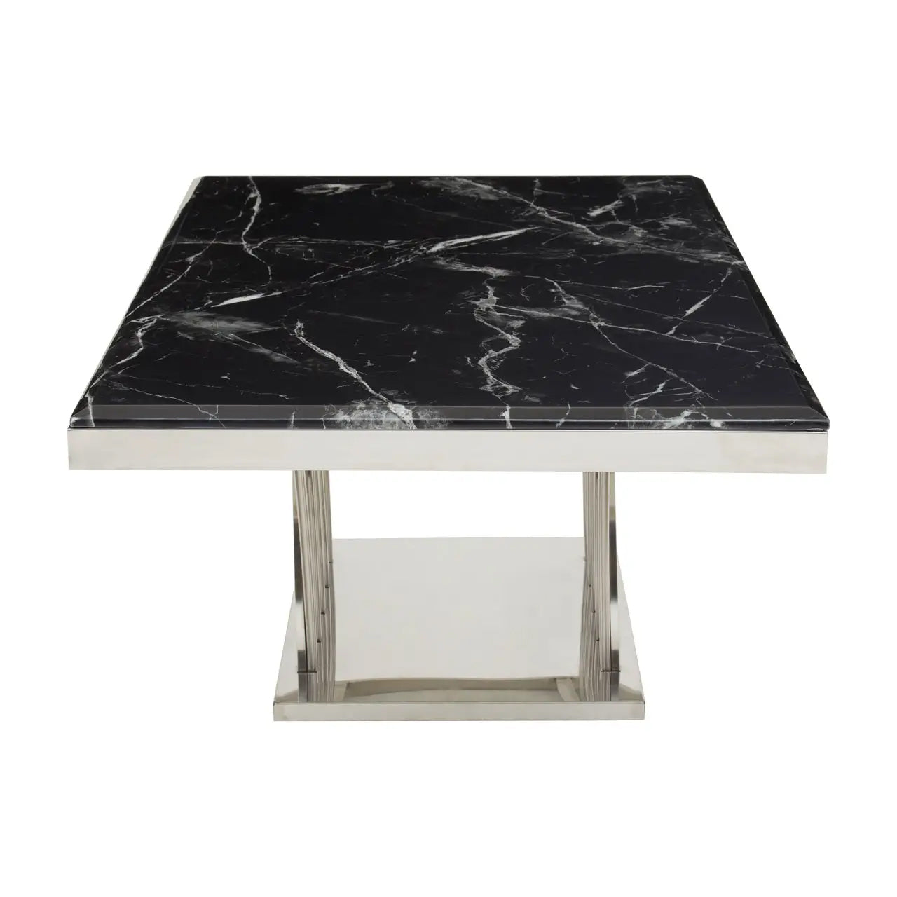Arenza Black Marble Coffee Table With Silver Base