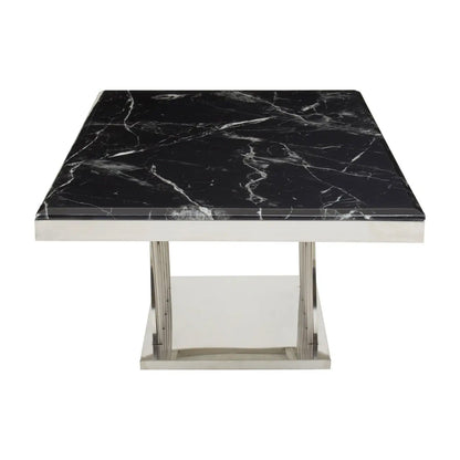 Arenza Black Marble Coffee Table With Silver Base