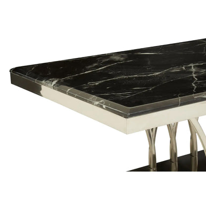 Arenza Black Marble Coffee Table With Silver Base