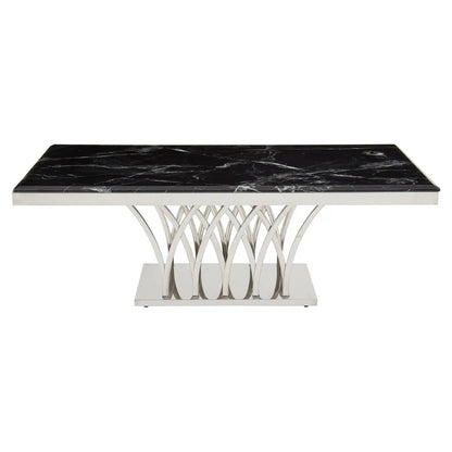 Arenza Black Marble Coffee Table With Silver Base
