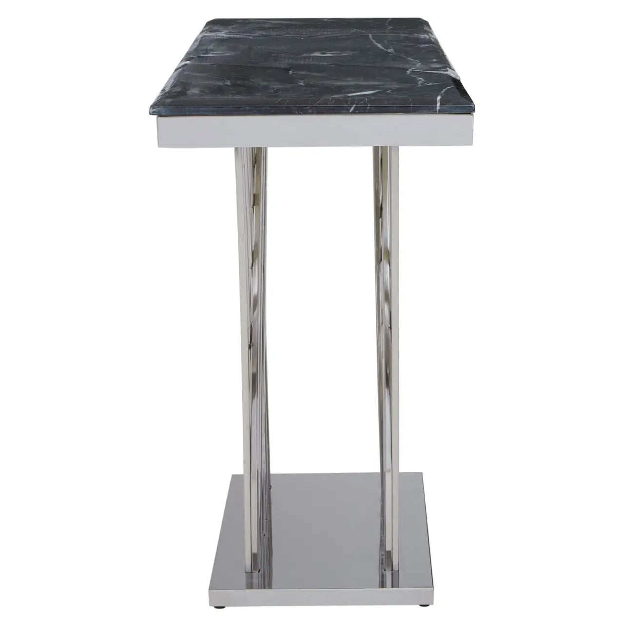 Arenza Black Marble Console Table With Silver Base