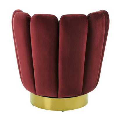 Beauly Velvet Tub Chair In Wine With Gold Stainless Steel Base