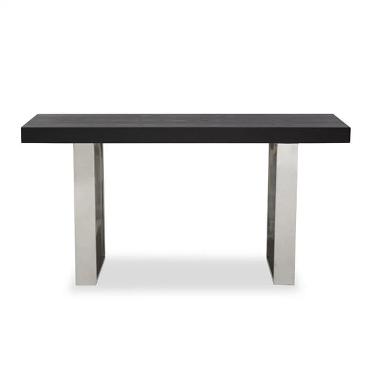 Ulmus Wooden Console Table With Chrome Metal Base