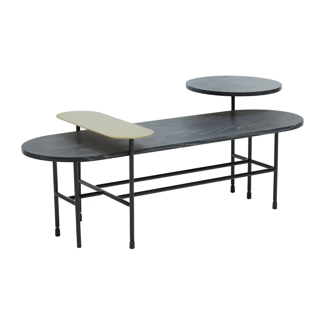 Serrano Black Oak Veneering Coffee Table With Black Metal Frame