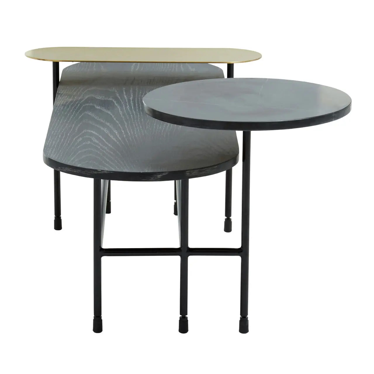 Serrano Black Oak Veneering Coffee Table With Black Metal Frame