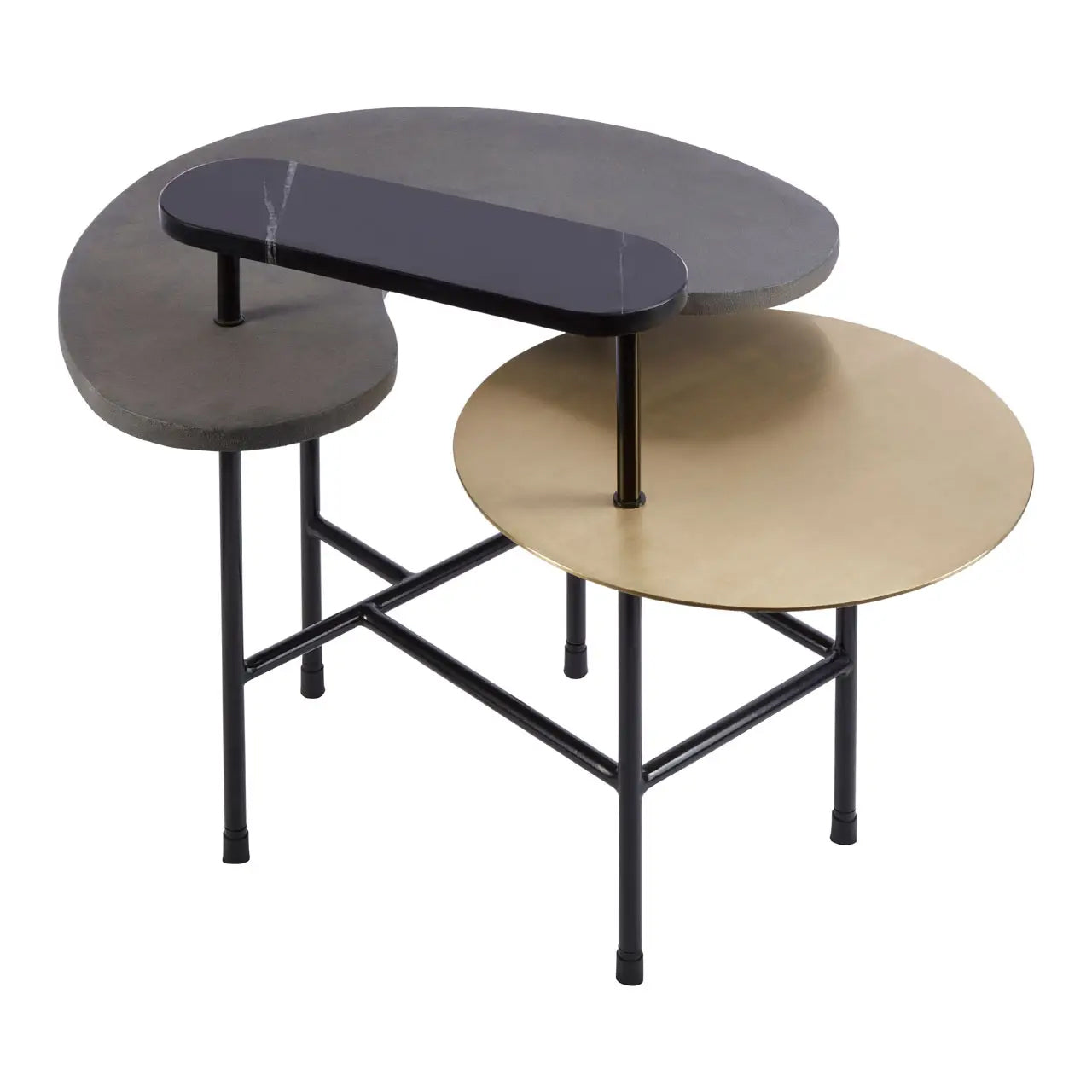 Serrano Round Black Oak Veneering Coffee Table With Black Metal Frame