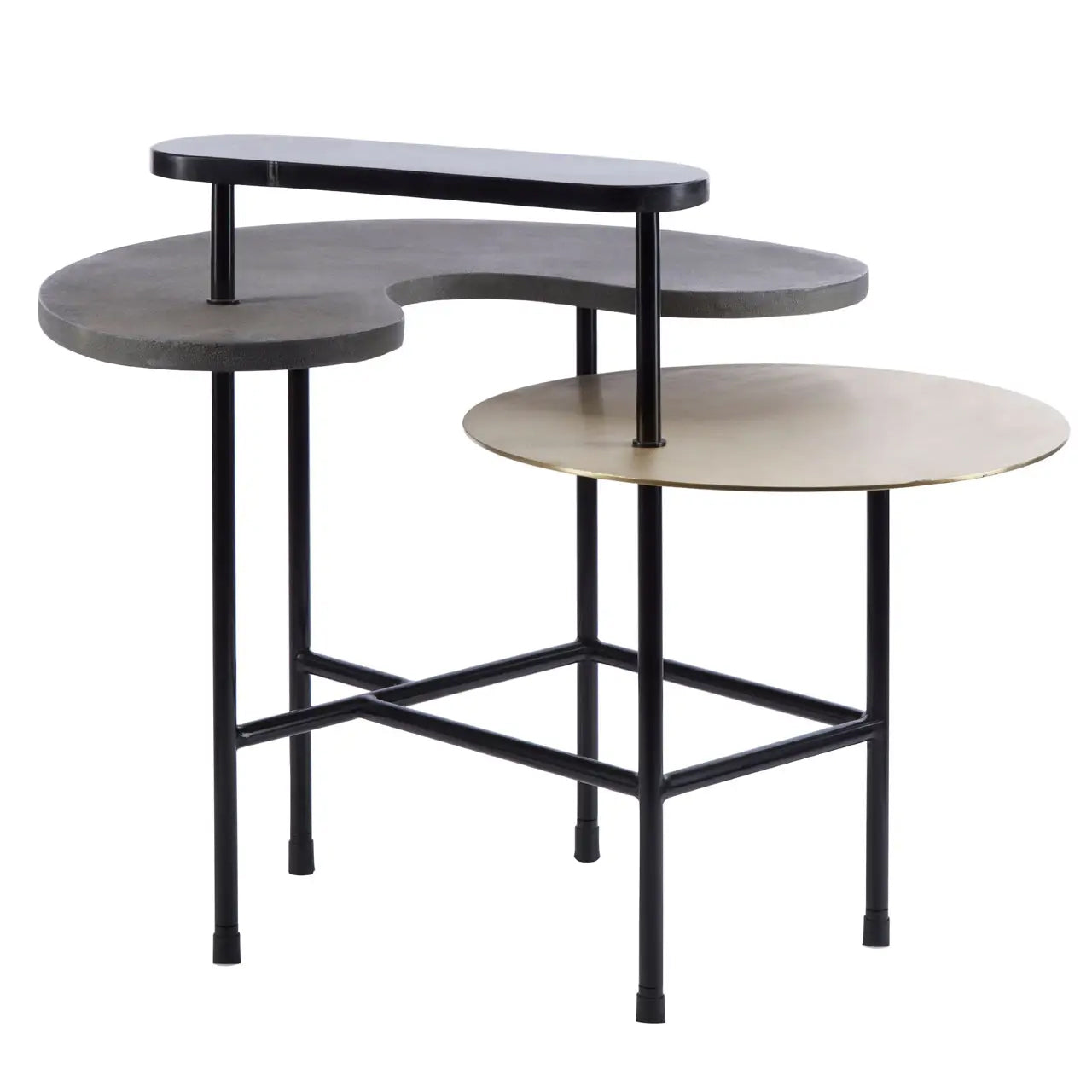 Serrano Round Black Oak Veneering Coffee Table With Black Metal Frame