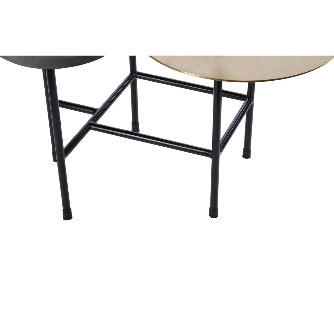 Serrano Round Black Oak Veneering Coffee Table With Black Metal Frame