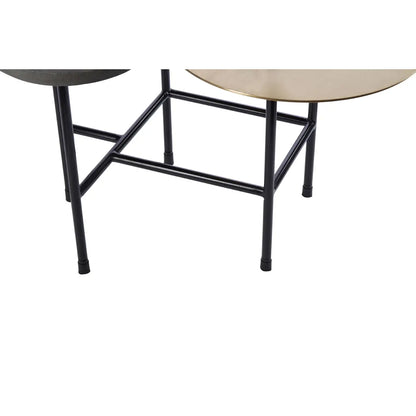 Serrano Round Black Oak Veneering Coffee Table With Black Metal Frame
