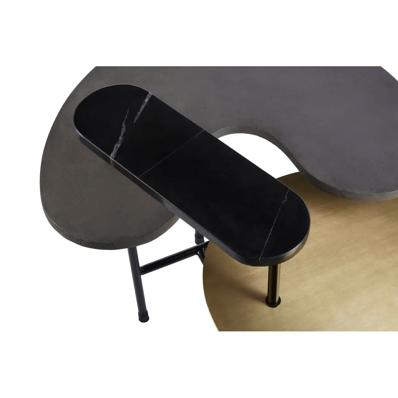 Serrano Round Black Oak Veneering Coffee Table With Black Metal Frame