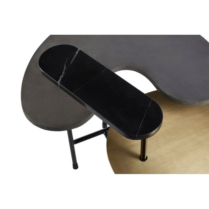 Serrano Round Black Oak Veneering Coffee Table With Black Metal Frame