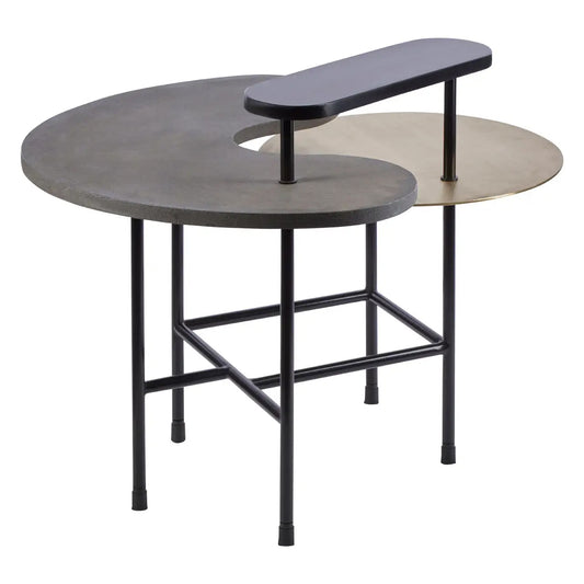 Serrano Round Black Oak Veneering Coffee Table With Black Metal Frame