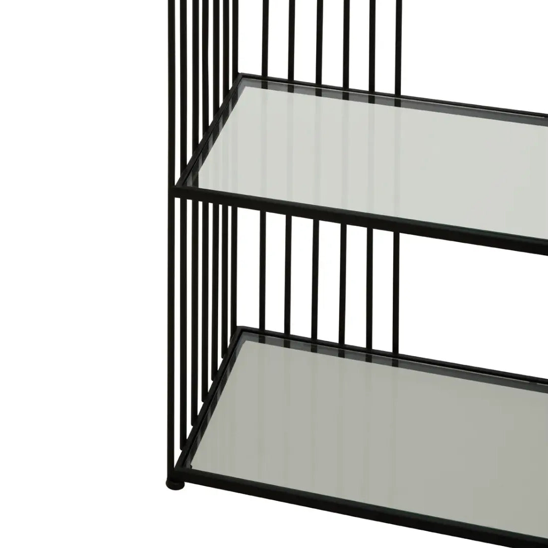Trento 5-Tier Glass Shelves Bookcase In Black