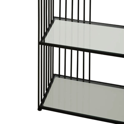 Trento 5-Tier Glass Shelves Bookcase In Black