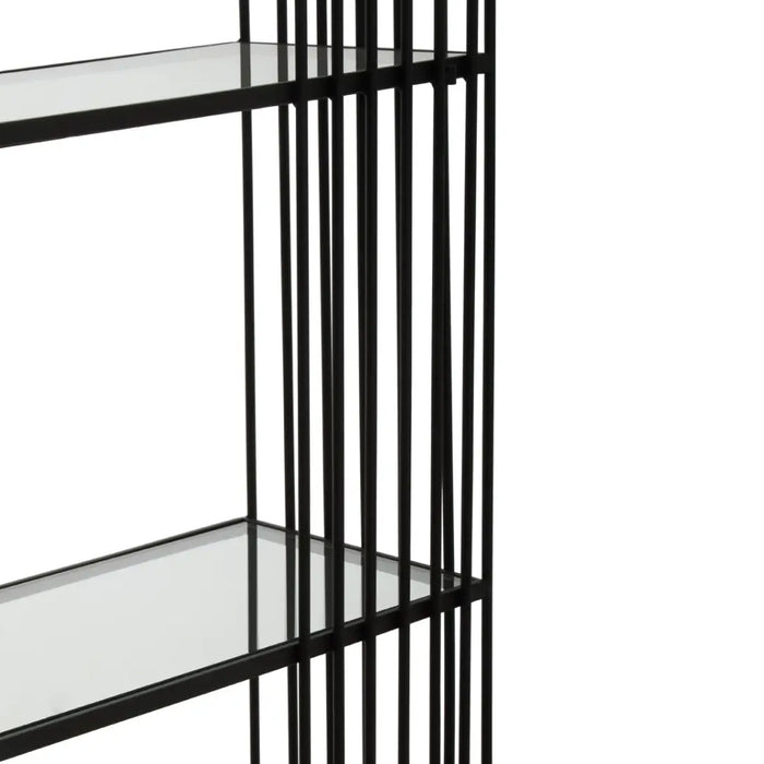 Trento 5-Tier Glass Shelves Bookcase In Black