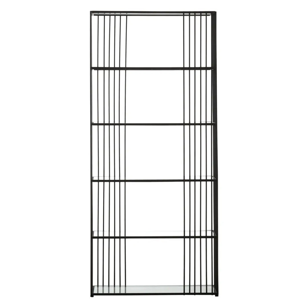 Trento 5-Tier Glass Shelves Bookcase In Black