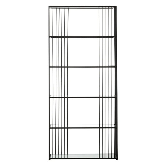 Trento 5-Tier Glass Shelves Bookcase In Black