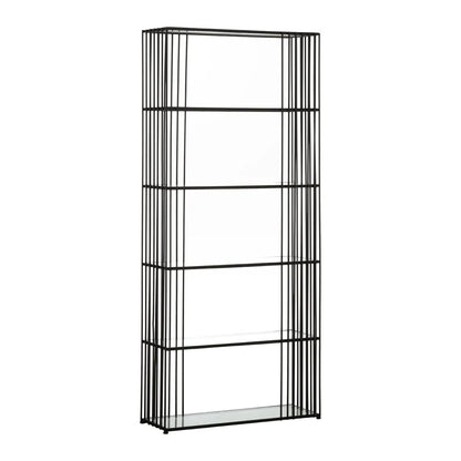 Trento 5-Tier Glass Shelves Bookcase In Black