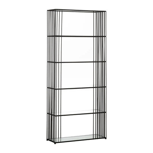 Trento 5-Tier Glass Shelves Bookcase In Black