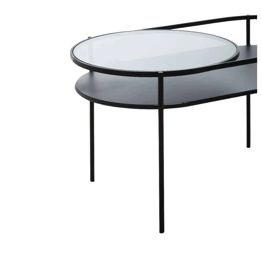 Trento Clear Glass Top Metal Coffee Table In Black