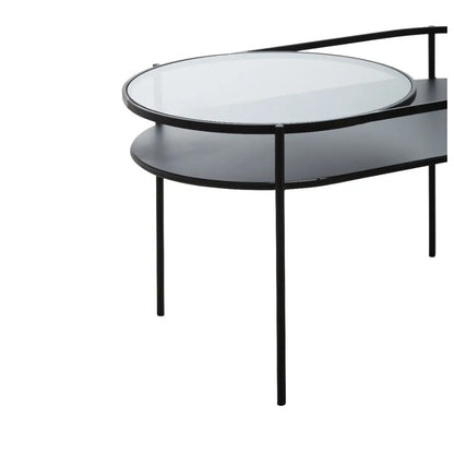 Trento Clear Glass Top Metal Coffee Table In Black