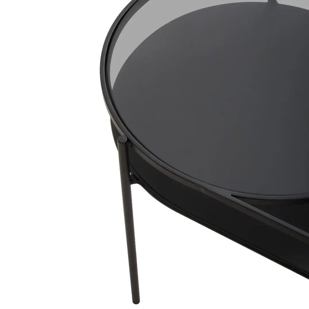 Trento Clear Glass Top Metal Coffee Table In Black