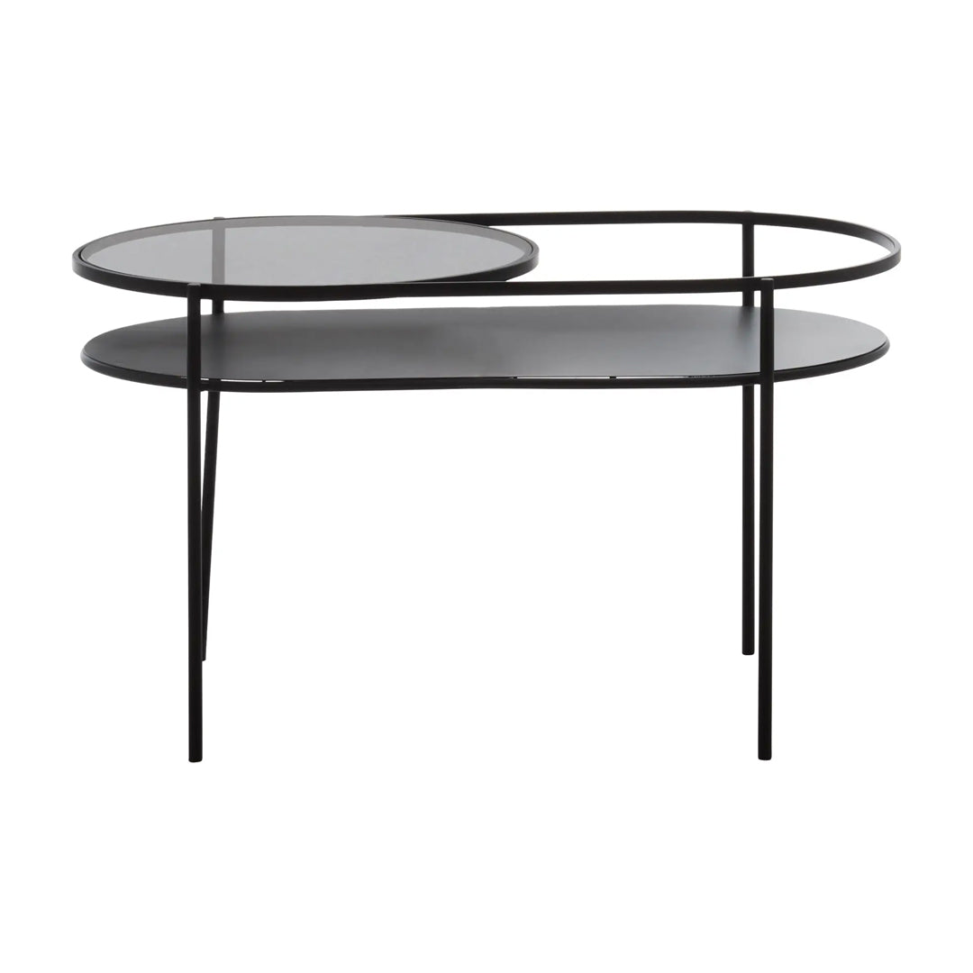 Trento Clear Glass Top Metal Coffee Table In Black