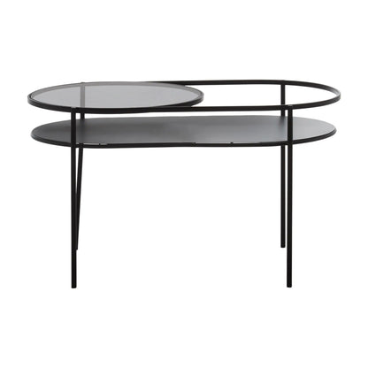 Trento Clear Glass Top Metal Coffee Table In Black
