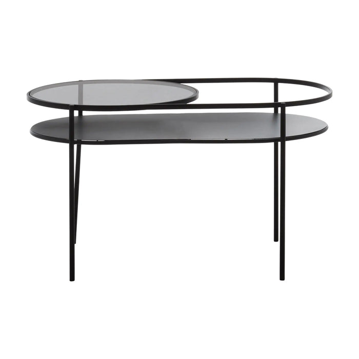 Trento Clear Glass Top Metal Coffee Table In Black