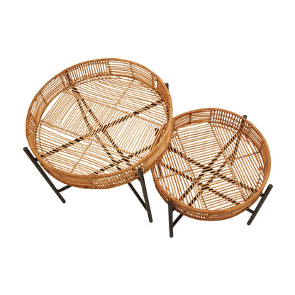 Batu Rattan Set Of 2 Side Tables In Natural