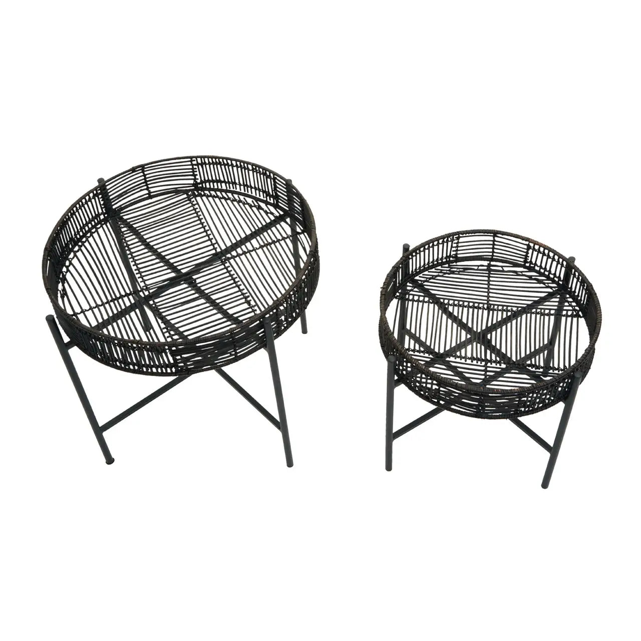 Batu Rattan Set Of 2 Side Tables In Black